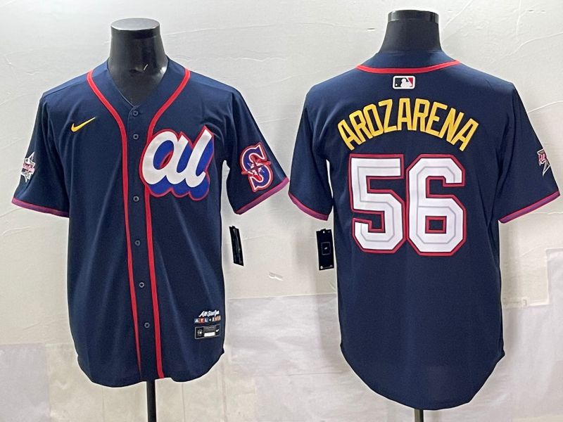 Men 2025 Seattle Mariners #56 Arozarena Drak Blue All star Nike MLB Jersey style 01